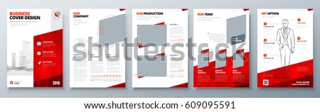 Brochure design. Red Corporate business template for brochure, report, catalog, magazine, book, booklet. Layout with modern triangle elements and abstract background. Creative vector concept
