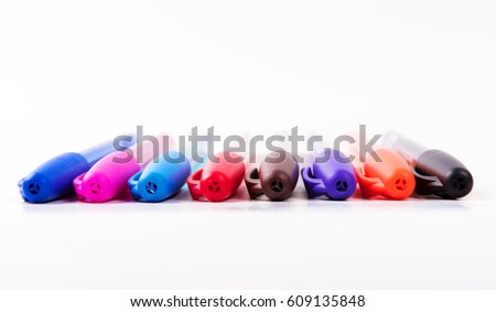 Colorful marker pen set  isolated on white background.