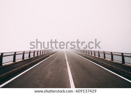 Danger foggy highway in Japan