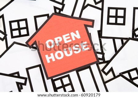 a red home sign,  Real Estate Concept ,Open House