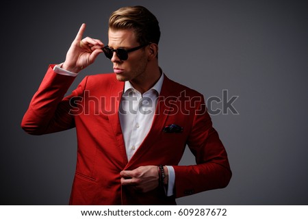 Stylish man in red jacket