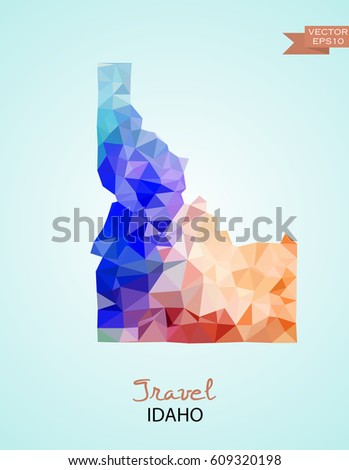 Poly map of Idaho state isolated on background. Vector version.