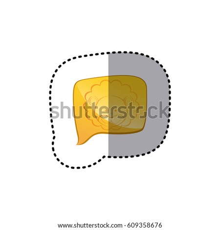 color sticker with lion face in square speech vector illustration