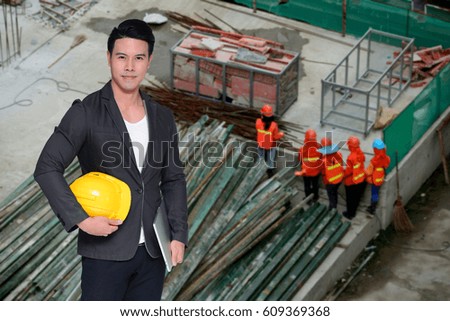 engineer on Construction site backgrounds.