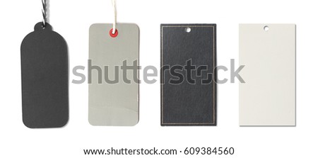 collection paper price tags isolated on white background