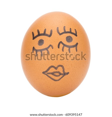 egg face cute woman concept isolated on white background.