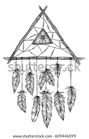 Dreamcatcher Amulet. Ethnic illustration, tribal