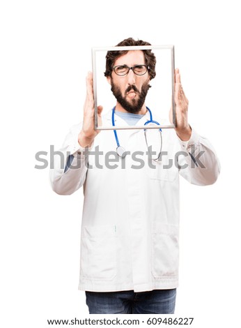 young doctor man with a frame
