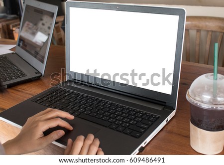 women using labtop computer in office business image concept.