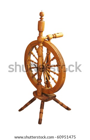 Vintage traditional spinning-wheel. Isolated on white, with clipping path.