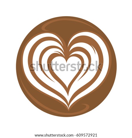 Latte Art Heart Shape Coffee, Design for Logo Symbol Icon Royalty-Free Stock Photo #609572921