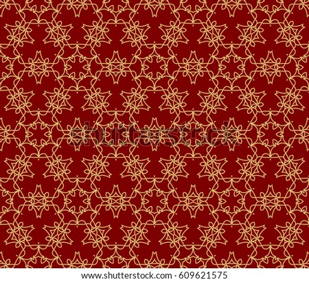seamless floral lace pattern. Geometric ornament. abstract vector illustration. gold on red. for design invitation, background, wallpaper, fabric, textile