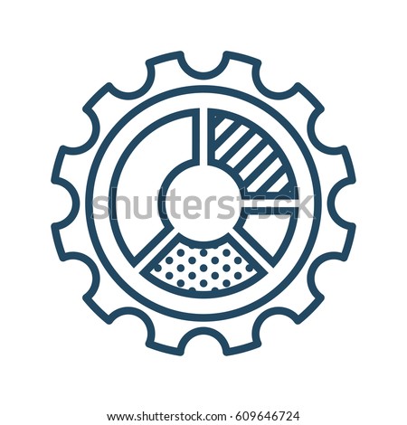 Pie Chart inside Gear vector icon in meaning Data Analysis Royalty-Free Stock Photo #609646724