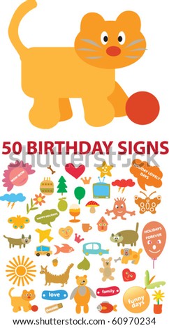 50 birthday signs. vector.