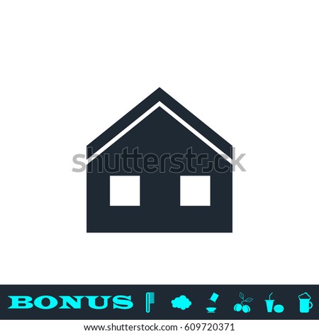 House icon flat. Simple black pictogram on white background. Illustration symbol and bonus button