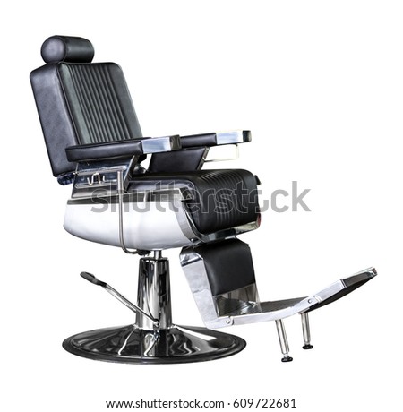 Black Chromed chair with barber leather seat isolated Royalty-Free Stock Photo #609722681