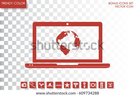 laptop and globe icon vector