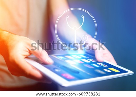 Concept view of making an appointement with a doctor on internet - technology concept