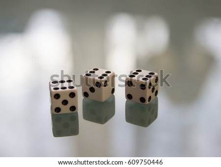 Throw dices on a glass table
