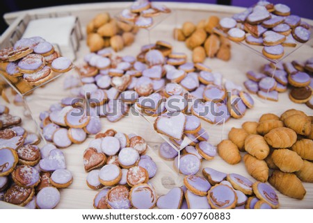 Cookies. Cookie crumpet tea biscuit pattern. Heart shaped sugar cookies. a lot of homemade cookies in form of heart
