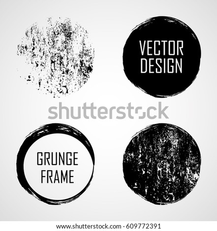 Stamps Collection. Grunge Circles, Banners, Insignias , Logos, Icons, Labels and Badges Set .  Retro Frames for Emblems. Eclipse Isolated blank shapes with dirty, distressed scratched Texture.