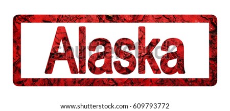 Alaska, the names of the States in the red frame