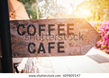 Wooden Retro Coffee  cafe Sign