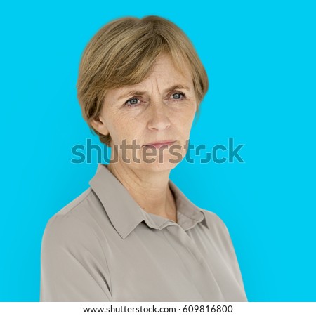 Lonely Senior Adult Woman Sad Studio Portrait