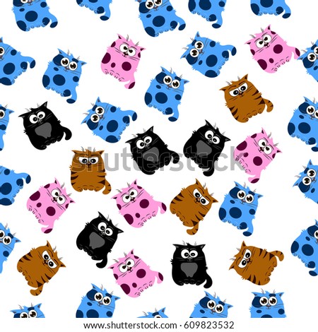 Very high quality original trendy  seamless pattern with a Cute cat