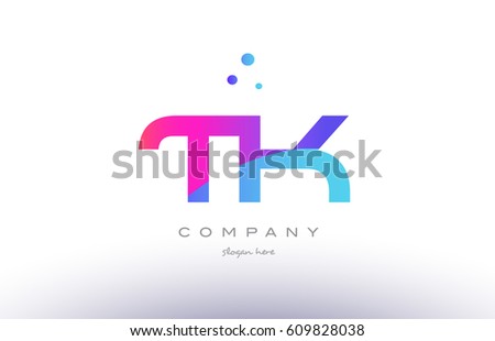 tk t k  creative pink purple blue modern dots creative alphabet gradient company letter logo design vector icon template