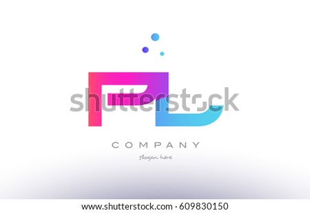 pl p l  creative pink purple blue modern dots creative alphabet gradient company letter logo design vector icon template