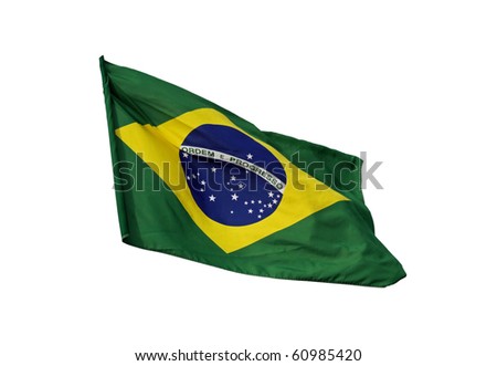 Brazilian flag, isolated on white background Royalty-Free Stock Photo #60985420