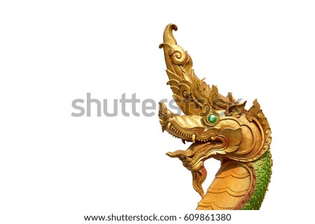 Golden serpent on white background