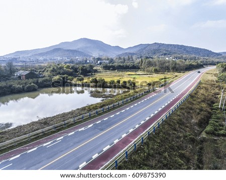 Aerial photography bird-eye view of outdoor road landscape