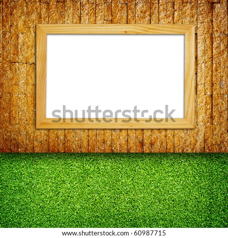 Frame Brick Wall and grass for background