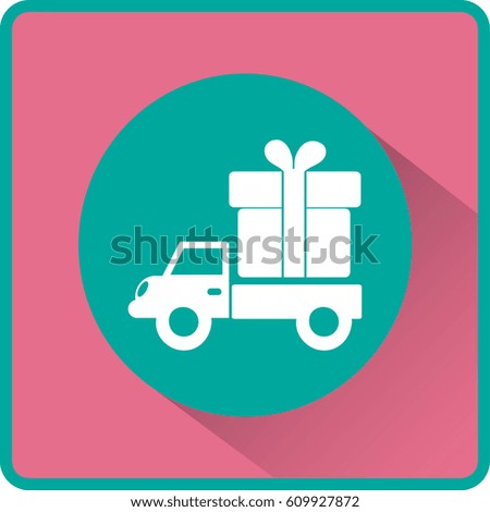 Flat icon. Delivery of gifts.