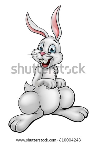 A cartoon white rabbit or Easter Bunny