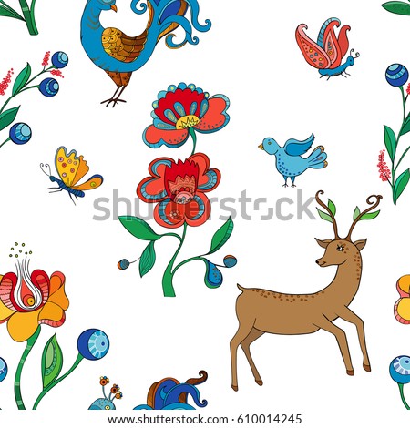 Deer with flowers pattern