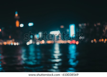 Blur image of Hong Kong city with circle bokeh