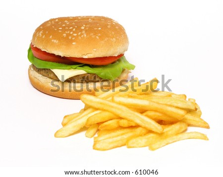 hamburger and french fries