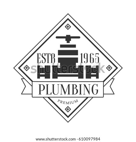 Premium Plumbing Repair and Renovation Service Black And White Sign Design Template With Text And Water Pipe