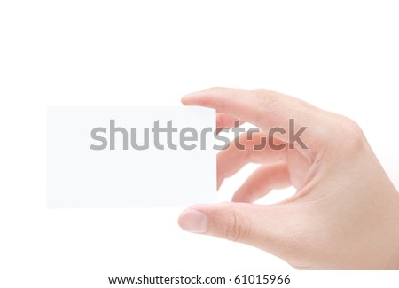 hand holding blank business card