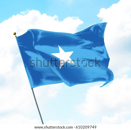 Flag of Somalia Raised Up in The Sky