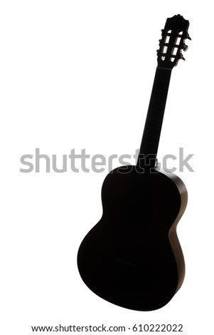 Acoustic guitar silhouette Classical guitar isolated on white. Musical instruments