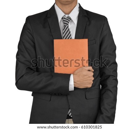business man holding a book