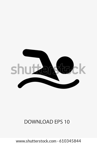 Swimming icon, Vector Royalty-Free Stock Photo #610345844