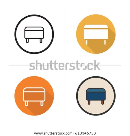 Ottoman icon. Flat design, linear and color styles. Pouf. Footstool. Isolated vector illustrations