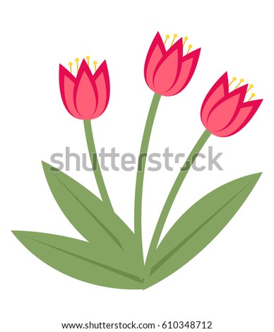 Bouquet of pink tulips icon, flat style. Isolated on white background. Vector illustration, clip-art