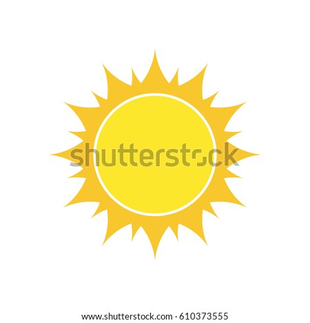 Yellow sun icon in flat design. Vector illustration. Symbol of the sun, isolated on white background