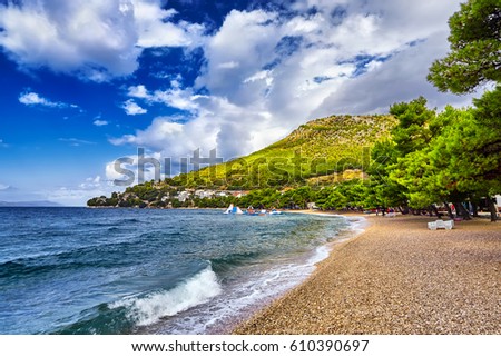 The Amazing panorama of the adriatic sea under sunlight and blue sky. Dramatic and picturesque scene. Artistic picture.